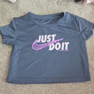 Nike Toddler Gray T-Shirt with Pink Logo